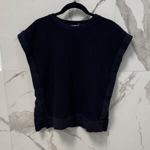 Mod Ref Waffle Knit Navy Muscle Sweater w Open Sides